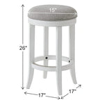 Tabouret de bar pivotant sans dossier Avery en bois blanc de New Ridge Home Goods, assise en tissu gris