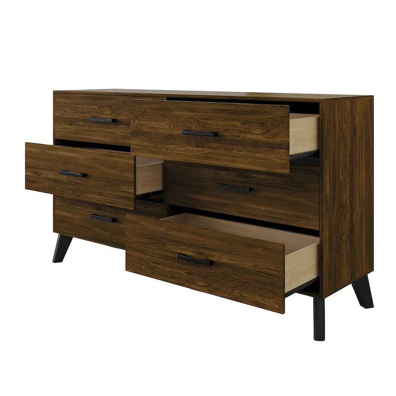 Commode en bois à 6 tiroirs de style classique CraftPorch