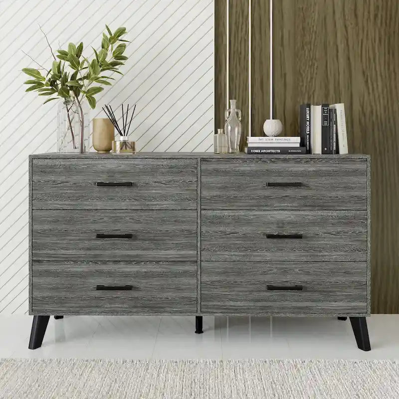 Commode en bois à 6 tiroirs de style classique CraftPorch