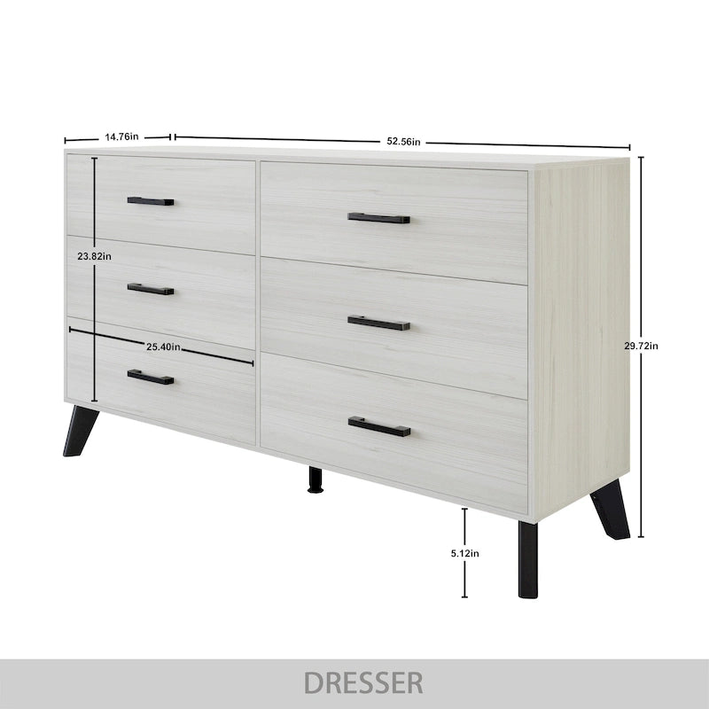 Commode en bois à 6 tiroirs de style classique CraftPorch