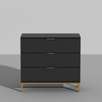 Table de chevet en bois noir avec commode à 3 tiroirs (31,5 po L x 29,7 po H)