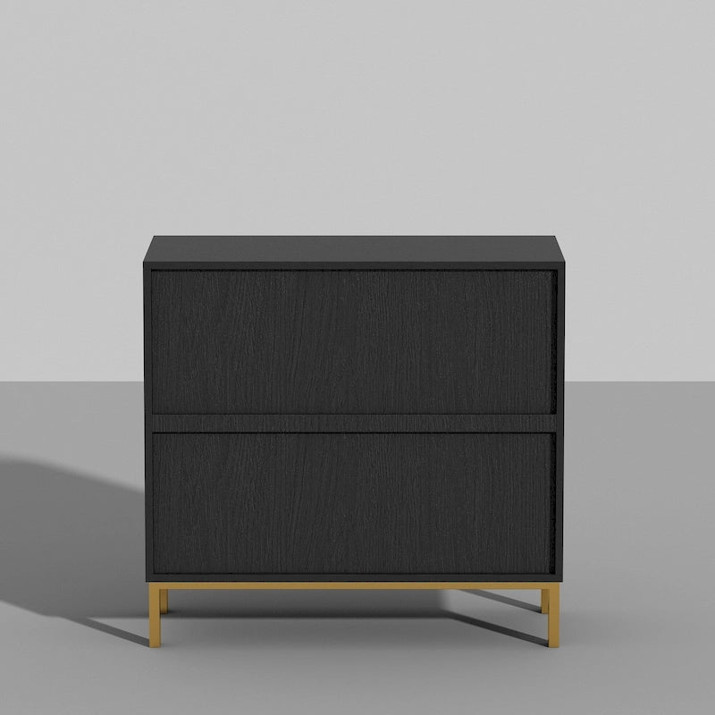 Table de chevet en bois noir avec commode à 3 tiroirs (31,5 po L x 29,7 po H)
