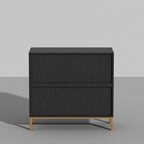 Table de chevet en bois noir avec commode à 3 tiroirs (31,5 po L x 29,7 po H)