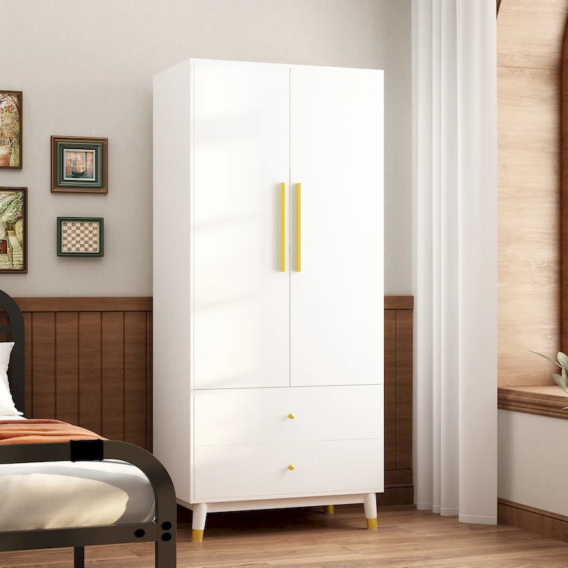 Armoire et penderie 70,9H à deux tiroirs avec rangement suspendu