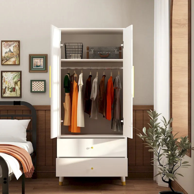 Armoire et penderie 70,9H à deux tiroirs avec rangement suspendu