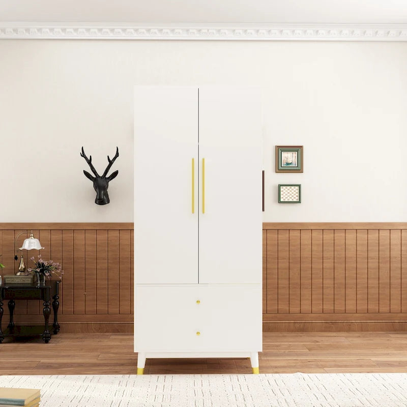 Armoire et penderie 70,9H à deux tiroirs avec rangement suspendu