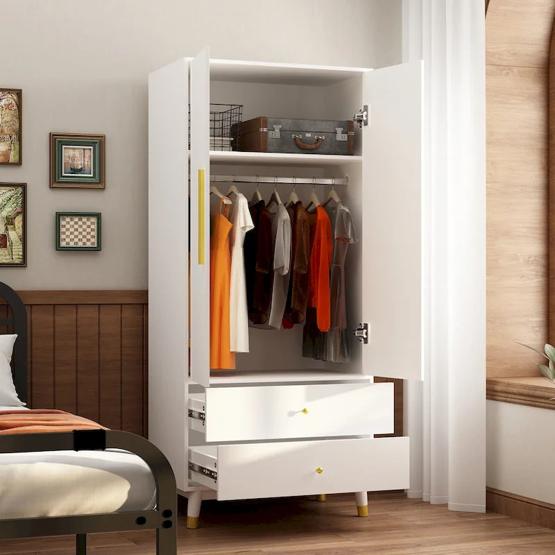 Armoire et penderie 70,9H à deux tiroirs avec rangement suspendu