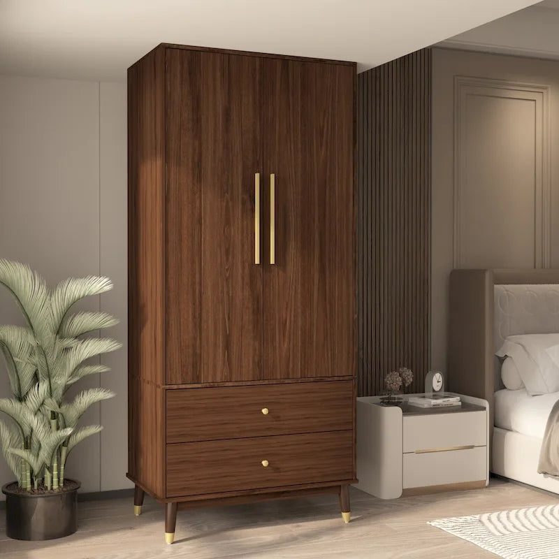 Armoire et penderie 70,9H à deux tiroirs avec rangement suspendu