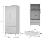 Armoire et penderie 70,9H à deux tiroirs avec rangement suspendu