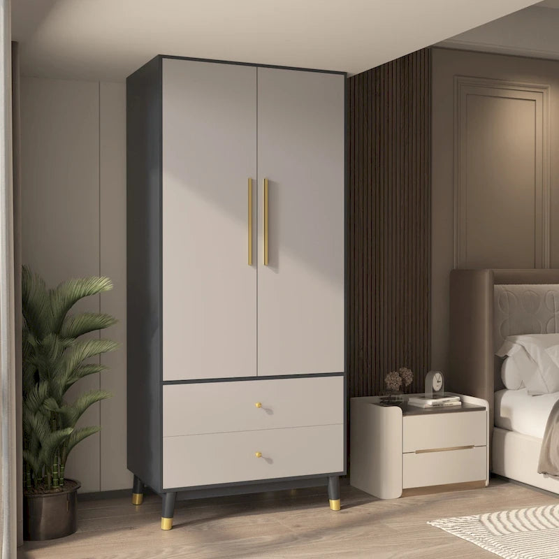 Armoire et penderie 70,9H à deux tiroirs avec rangement suspendu