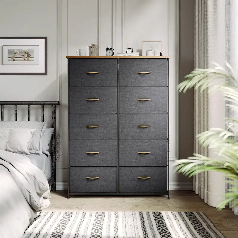 Modern 4/8/10-drawer Bedroom Dresser Storage Tower with Wood Top