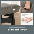 Tabourets de bar en bois massif de 61 cm (24 pouces) avec coussin en lin/simili cuir, lot de 2