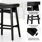 Tabourets de bar en bois massif de 61 cm (24 pouces) avec coussin en lin/simili cuir, lot de 2