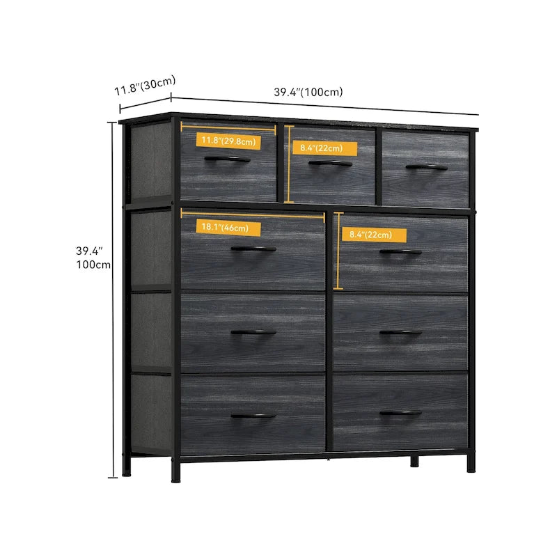 Tour de rangement moderne à 9 tiroirs pour chambre à coucher