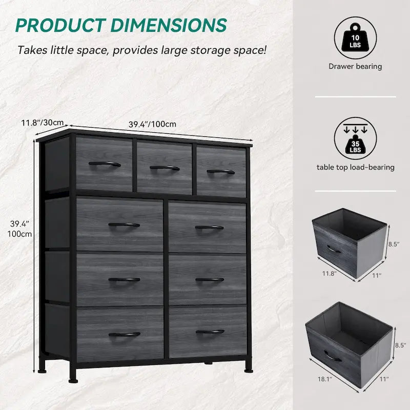 Tour de rangement moderne à 9 tiroirs pour chambre à coucher