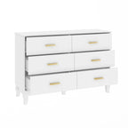 Commode double Timechee à 6 tiroirs, 47,2 cm de largeur, pieds en bois massif, finition laquée.