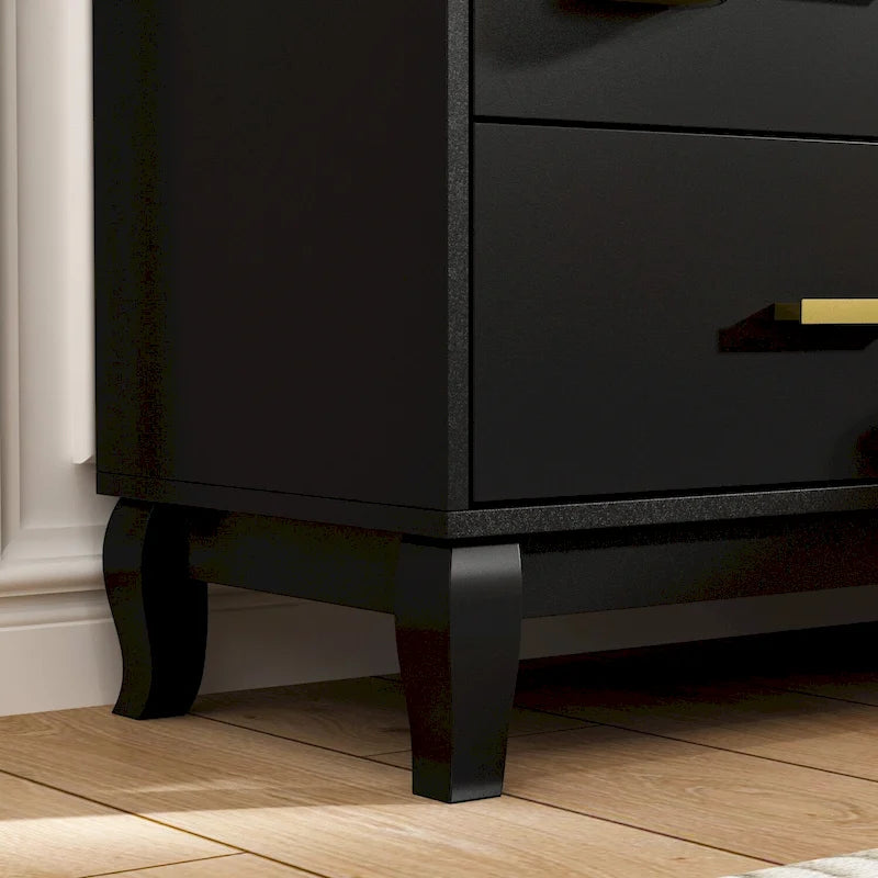 Commode double Timechee à 6 tiroirs, 47,2 cm de largeur, pieds en bois massif, finition laquée.
