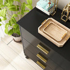 Commode double Timechee à 6 tiroirs, 47,2 cm de largeur, pieds en bois massif, finition laquée.