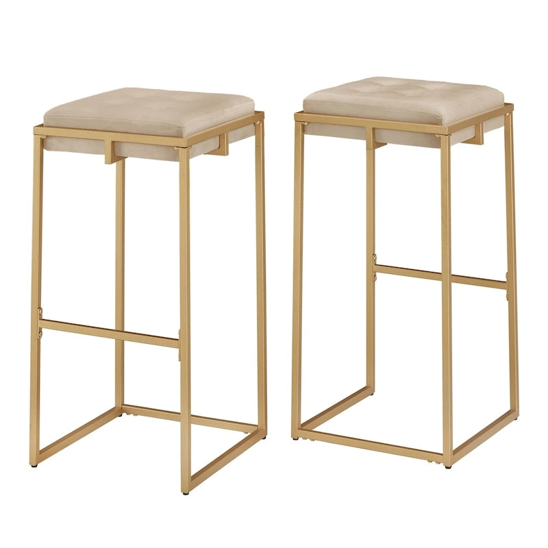 Tabourets de bar capitonnés en velours doré Perdita (lot de 2) par iNSPIRE Q Bold