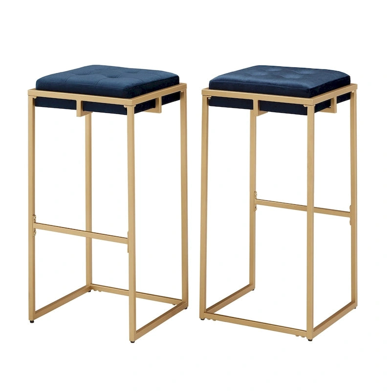 Tabourets de bar capitonnés en velours doré Perdita (lot de 2) par iNSPIRE Q Bold