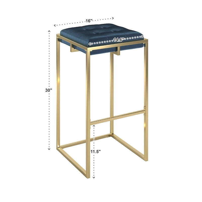 Tabourets de bar capitonnés en velours doré Perdita (lot de 2) par iNSPIRE Q Bold