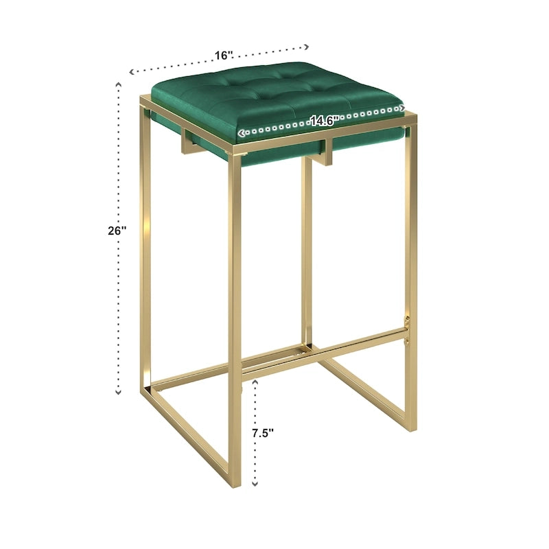 Tabourets de bar capitonnés en velours doré Perdita (lot de 2) par iNSPIRE Q Bold