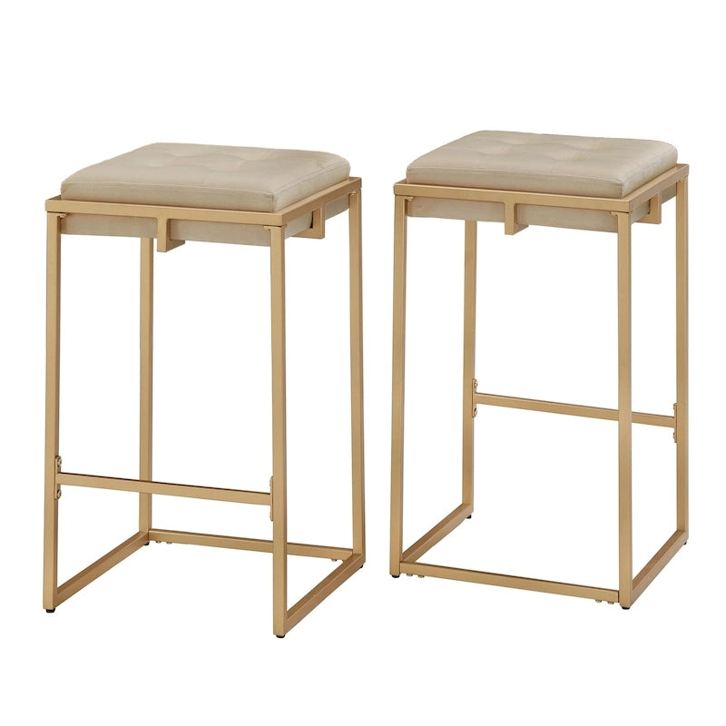 Tabourets de bar capitonnés en velours doré Perdita (lot de 2) par iNSPIRE Q Bold