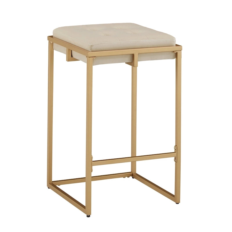 Tabourets de bar capitonnés en velours doré Perdita (lot de 2) par iNSPIRE Q Bold