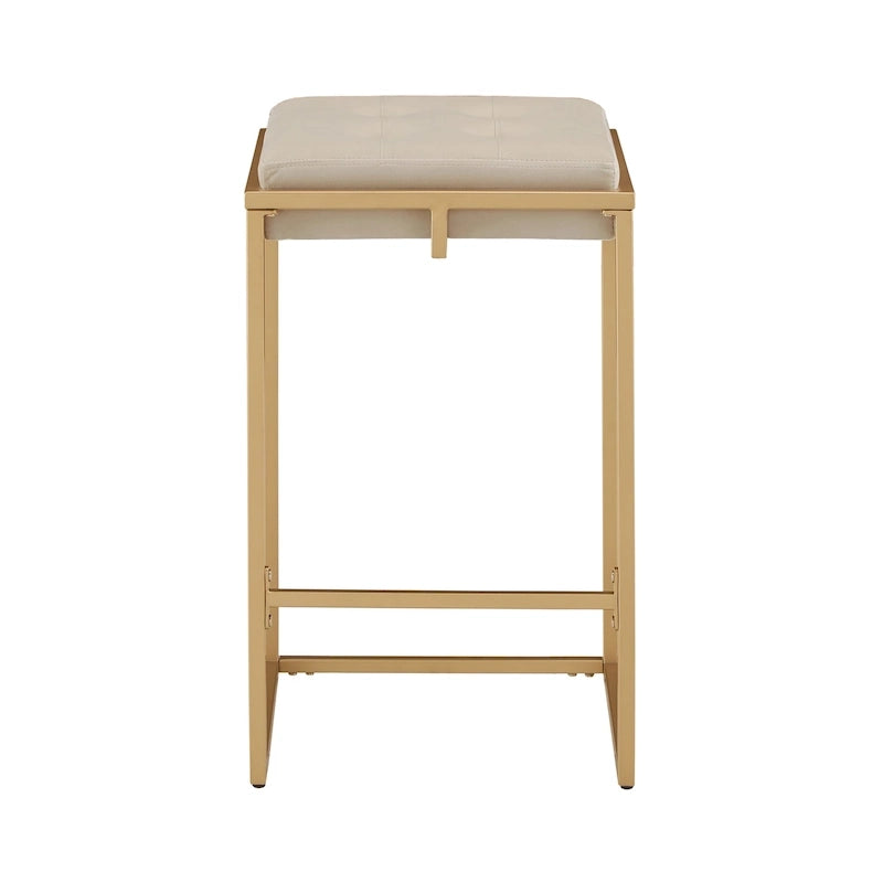 Tabourets de bar capitonnés en velours doré Perdita (lot de 2) par iNSPIRE Q Bold