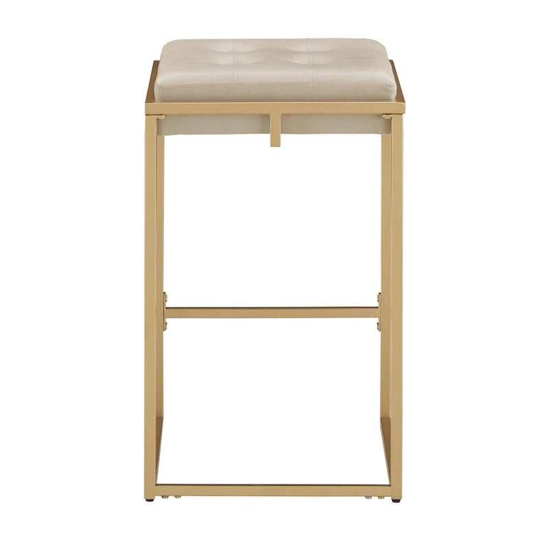 Tabourets de bar capitonnés en velours doré Perdita (lot de 2) par iNSPIRE Q Bold