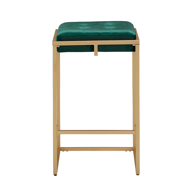 Tabourets de bar capitonnés en velours doré Perdita (lot de 2) par iNSPIRE Q Bold