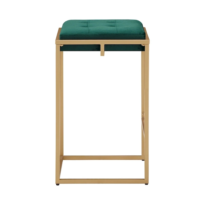 Tabourets de bar capitonnés en velours doré Perdita (lot de 2) par iNSPIRE Q Bold