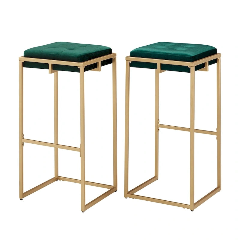 Tabourets de bar capitonnés en velours doré Perdita (lot de 2) par iNSPIRE Q Bold