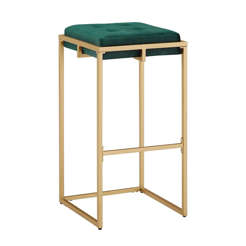 Tabourets de bar capitonnés en velours doré Perdita (lot de 2) par iNSPIRE Q Bold