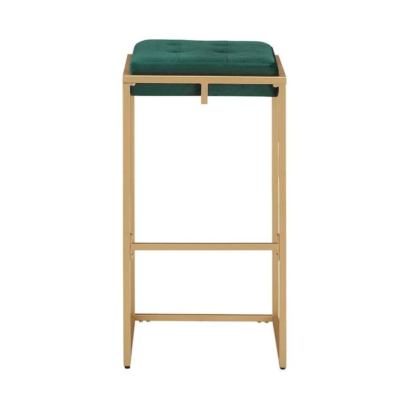 Tabourets de bar capitonnés en velours doré Perdita (lot de 2) par iNSPIRE Q Bold