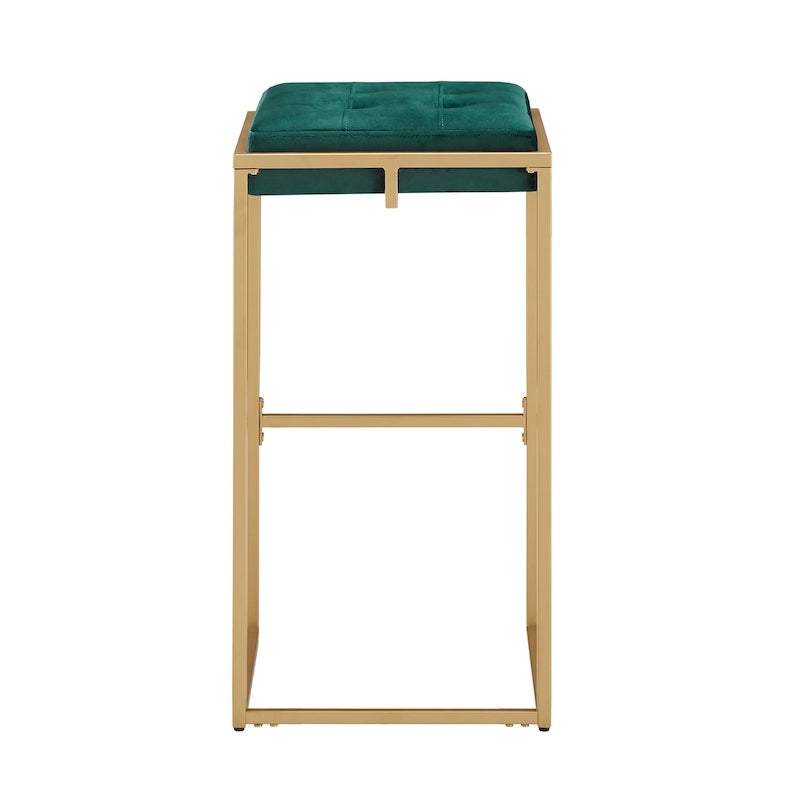 Tabourets de bar capitonnés en velours doré Perdita (lot de 2) par iNSPIRE Q Bold