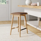 Tabouret de bar rembourré Barker Boucle, tabouret de comptoir sans dossier avec coussin