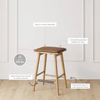 Tabouret de bar rembourré Barker Boucle, tabouret de comptoir sans dossier avec coussin
