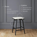 Tabouret de bar rembourré Barker Boucle, tabouret de comptoir sans dossier avec coussin