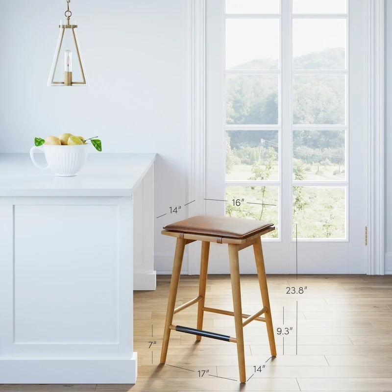 Tabouret de bar rembourré Barker Boucle, tabouret de comptoir sans dossier avec coussin
