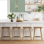 Tabouret de bar rembourré Barker Boucle, tabouret de comptoir sans dossier avec coussin
