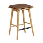 Tabouret de bar rembourré Barker Boucle, tabouret de comptoir sans dossier avec coussin
