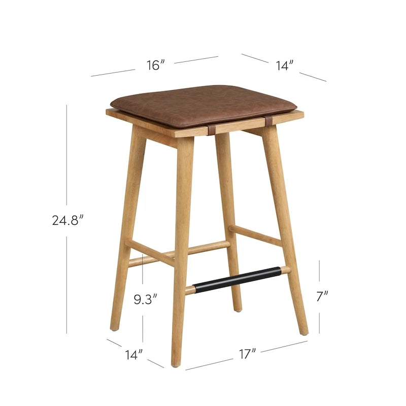 Tabouret de bar rembourré Barker Boucle, tabouret de comptoir sans dossier avec coussin