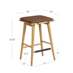 Tabouret de bar rembourré Barker Boucle, tabouret de comptoir sans dossier avec coussin