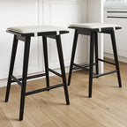 Tabouret de bar rembourré Barker Boucle, tabouret de comptoir sans dossier avec coussin