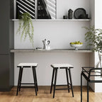 Tabouret de bar rembourré Barker Boucle, tabouret de comptoir sans dossier avec coussin