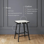 Tabouret de bar rembourré Barker Boucle, tabouret de comptoir sans dossier avec coussin
