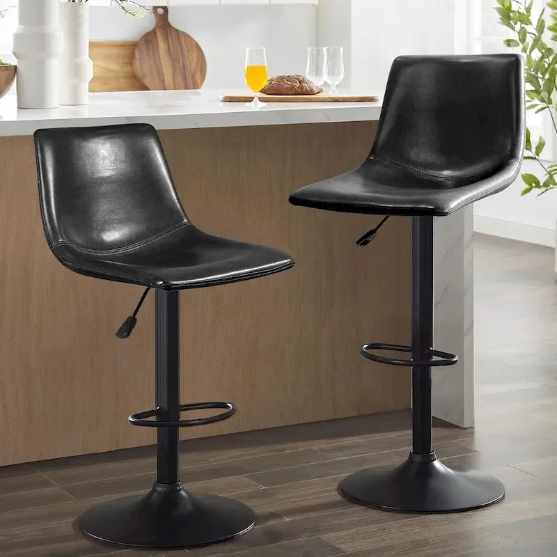 Ensemble de 2 tabourets de bar Bossin, réglables en hauteur, pivotants et avec dossier.