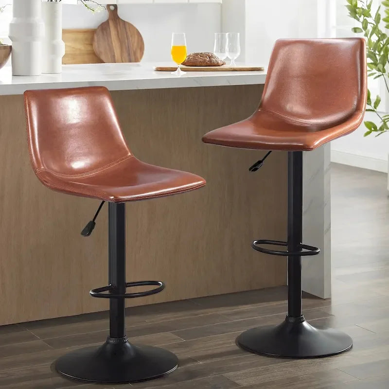 Ensemble de 2 tabourets de bar Bossin, réglables en hauteur, pivotants et avec dossier.