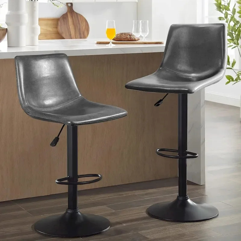 Ensemble de 2 tabourets de bar Bossin, réglables en hauteur, pivotants et avec dossier.